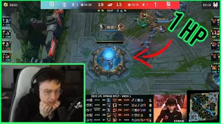 Caedrel Reacts To LPL Nexus Living On 1 HP!