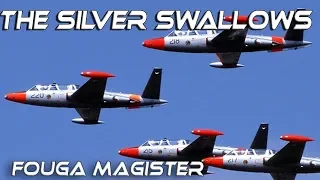 The Silver Swallows  Fairford 1997 One of their last displays.Fouga Magister