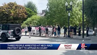 Court appearances today for 3 arrested during Neo-Nazi protest