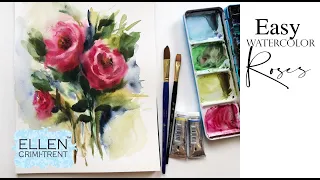 Watercolor Painting for Beginners Easy loose Roses / Wet on Wet Technique