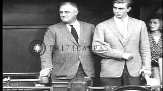 US President Franklin D. Roosevelt speaks to a crowd during his drought inspectio...HD Stock Footage