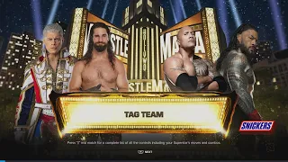 Rock and Roman Reigns vs Cody Rhodes and Seth Rollins Wrestlemania Match