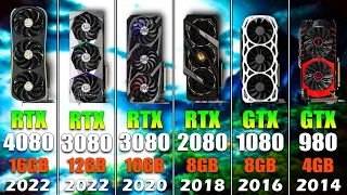 RTX 4080 16GB vs RTX 3080 12GB vs RTX 3080 10GB vs RTX 2080 8GB vs GTX 1080 8GB vs GTX 980 4GB