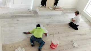Applying stain to Pickled Wood Floor