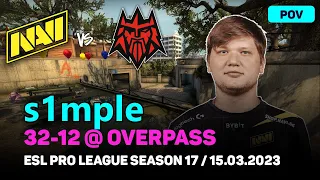 CSGO POV NAVI s1mple (32-12) vs FORZE (OVERPASS) @ ESL Pro League Season 17 / Mar 15, 2023