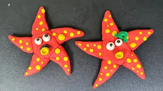 Starfish clay modelling for kids Clay Star fish making  How to make starfish clay art