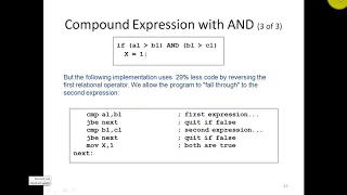 Compare, jump, Logical, and Construct If and Wile loop