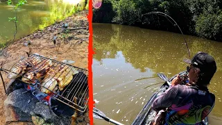 FIZEMOS UMA PESCARIA COM PEIXE ASSADO NA BEIRA DO RIO DAS TRAIRAS GIGANTES