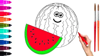 How to Draw Sweet Watermelon for kids / bolalar uchun Tarvuz rasmini chizish
