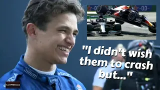 "I was watching them in my mirror" Lando Norris Reaction during Max and Lewis' Crash on Italian GP