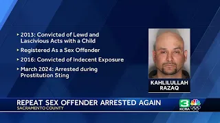 Repeat sex offender arrested for soliciting sex with a 12-year-old in Sacramento County