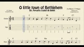 O Little town of Bethlehem Tabs Sheet Music for Guitar with Chords in F Major Oh Pequeña Ciudad