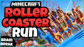 ⭐ Roller Coaster Run 3 🎢  | Minecraft | Brain Break | Mini-Games | GoNoodle Inspired