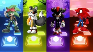 Green Sonic 🆚 Shadow Sonic 🆚 Spiderman Sonic 🆚 Tails exe Sonic | Sonic Tiles Hop EDM Rush Gameplay