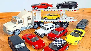 Toy cars transportation by truck | Small diecast model cars | Car models transportation by truck