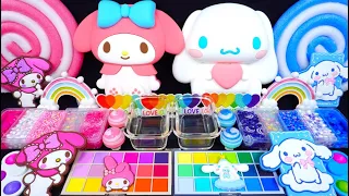 "My Melody VS Cinamoroll" Slime. Mixing Makeup into clear slime! 🌈ASMR🌈 #satisfying #슬라임 (403)