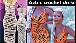 FINALLY: AZTEC CROCHET DRESS | CROCHET BEACH COVER UP DRESS