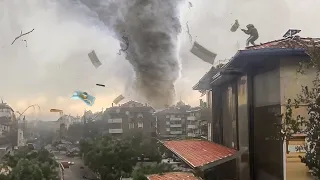 Scary Tornado Damaged Italy! Roofs of houses torn off by Tornado in Rho, Milan