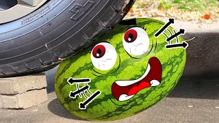 EXPERIMENT: Car vs Watermelon, Eggs, Jelly  - Crushing Crunchy & Soft Things by Car! | Woa Doodland