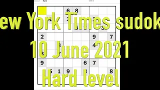 Sudoku solution – New York Times 10 June Hard level