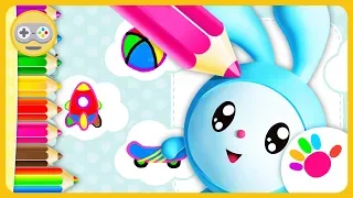 Малышарики Раскраска для детей * Зайчик Крошик - Живые рисунки * мультик игра на Kids PlayBox