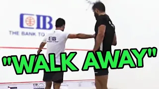 SQUASH. Parker and Dessouky have heated argument | "Just walk away, Fares!"