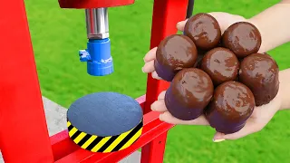 EXPERIMENT HYDRAULIC PRESS VS MUNCHMALLOW