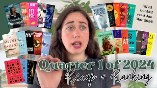 2024 Q1 Recap + Ranking! | All 25 books I read in Jan-Mar '24 (the great, the meh, & the DNF)