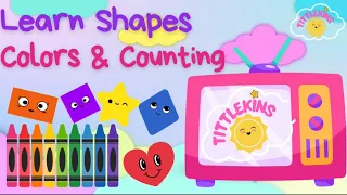 Best video to Learn Shapes, Colors and Counting!  #tittlekins #preschool #toddlerlearning  🤗🥰🍭♥️