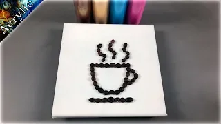 Amazing Acrylic Pour Painting 3D Effect using Coffee Beans