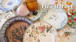 French Flea Market Vlog & HAUL | Antique tableware | loverly fabric shop & Castle restaurant