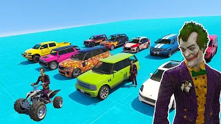 Gta v Carros Monstruos con el Joker Superhéroes en autos y motos pista de hielo se desliza al bajar