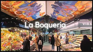 Barcelona - La Boqueria Market, The Most Popular Market In Barcelona, 4k 2023