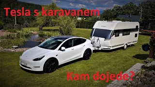 Tesla Y s karavanem - reálný dojezd
