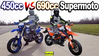 450cc vs 690cc SUPERMOTO - Which is BETTER?