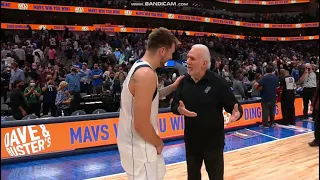 Luka Dončić Shares Moment with Gregg Popovich After 20pts Comeback