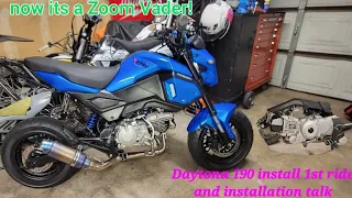 Daytona FE 190cc 4valve in a Grom Clone 1st ride on my "Zoom" Vader talk on install after ep2