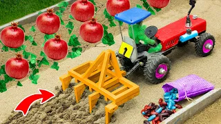 Diy tractor making mini plough machine to plant pomegranate field | diy tractor trolley| @SunFarming