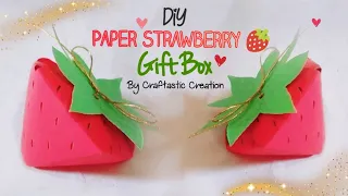 DIY Strawberry Paper Gift Box - How To Make Strawberries Shaped Gift Box - No Glue Paper Gift Box.