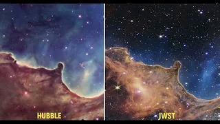 James Webb vs Hubble comparison Carina Nebula