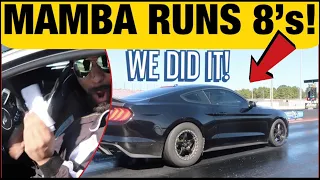 REACTING to MAMBA's 1st 8 second 1/4 mile!*Stock Block 2018 Mustang does 8s
