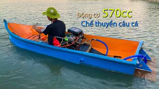 Fabricating fishing boat from sponges using 570cc engine