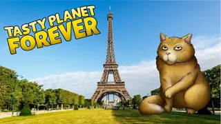 Mad robot cat eats the Eiffel tower (tasty planet forever)