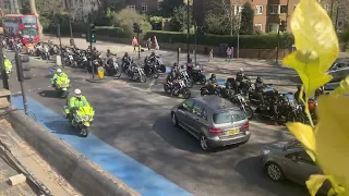 BIGGEST MOTORCYCLE FUNERAL PROCESSION EVER LONDON