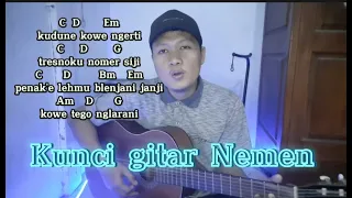 Tutorial, belajar kunci gitar dan ( cover ) lagu Nemen, Denny Caknan || lagu asik buat nongkrong