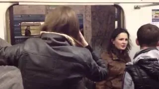 Наказание пьяных шмар в метро  Мужик красавчик хватит терпеть