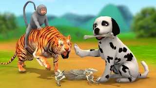 चालाक कुत्ता बंदर और बेवकूफ बाघ Chalak Kutta Bandar Aur Bagh Ki Kahani - Hindi Kahaniya हिंदी कहनिया