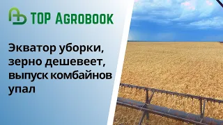 Экватор уборки, зерно дешевеет, выпуск комбайнов упал. TOP Agrobook: обзор аграрных новостей