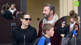 Ben Affleck looks happy as he reunites with ex Jennifer Garner for son Samuel's school pick-up