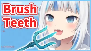 How does Gura brush her teeth?【Gawr Gura/HololiveEN】